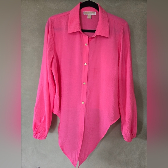 Michael Kors | Vibrant Pink Button-Down Shirt, Size L - Picture 3 of 8